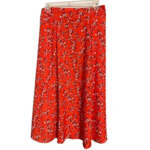 Red ditsy floral Pretty Little Thing midi skirt